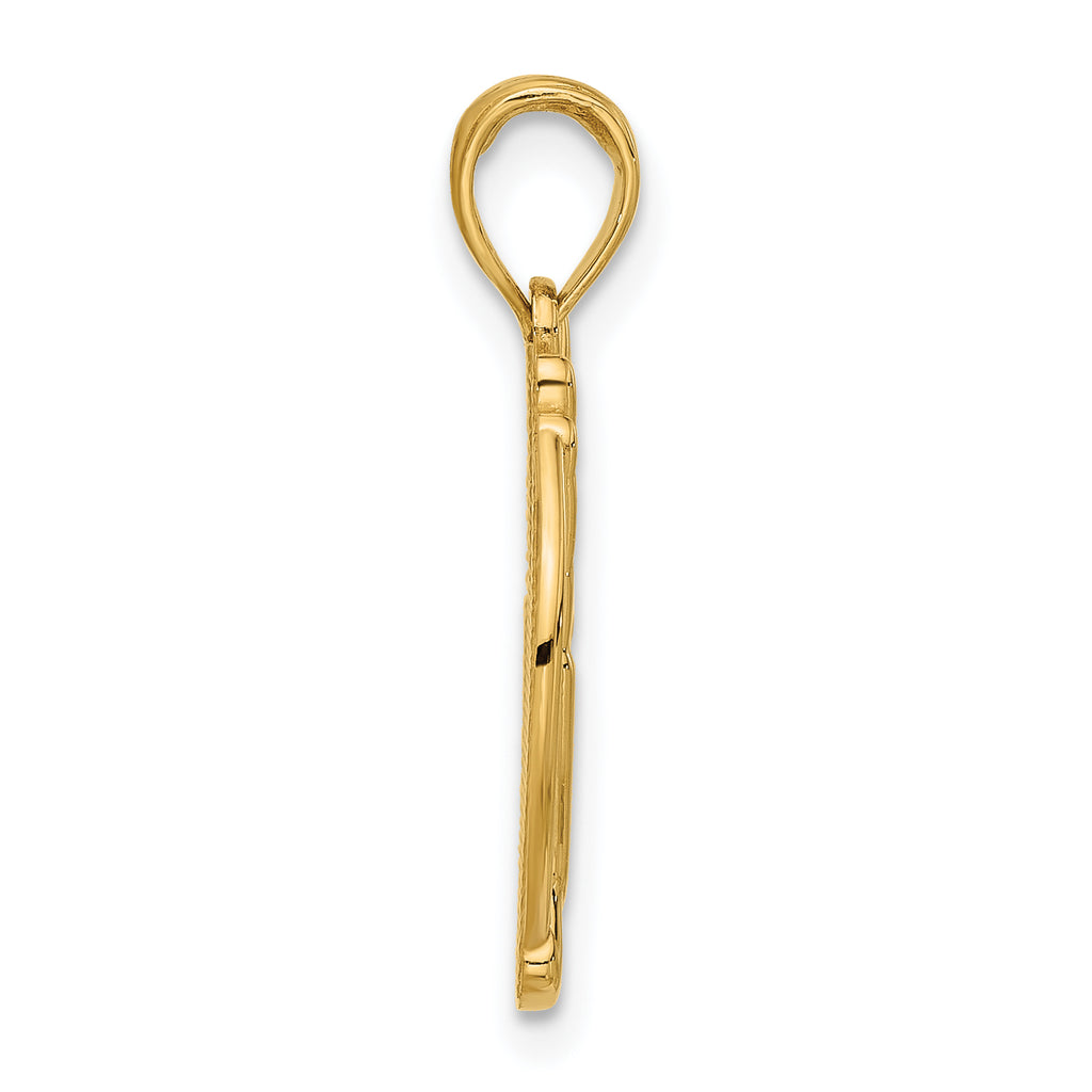 14K Polished Hand Gesture in Circle Charm