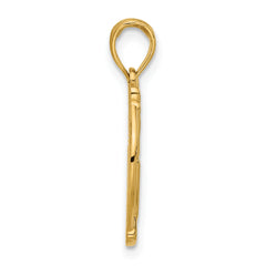 14K Polished Hand Gesture in Circle Charm