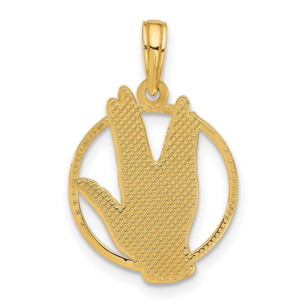 14K Polished Hand Gesture in Circle Charm