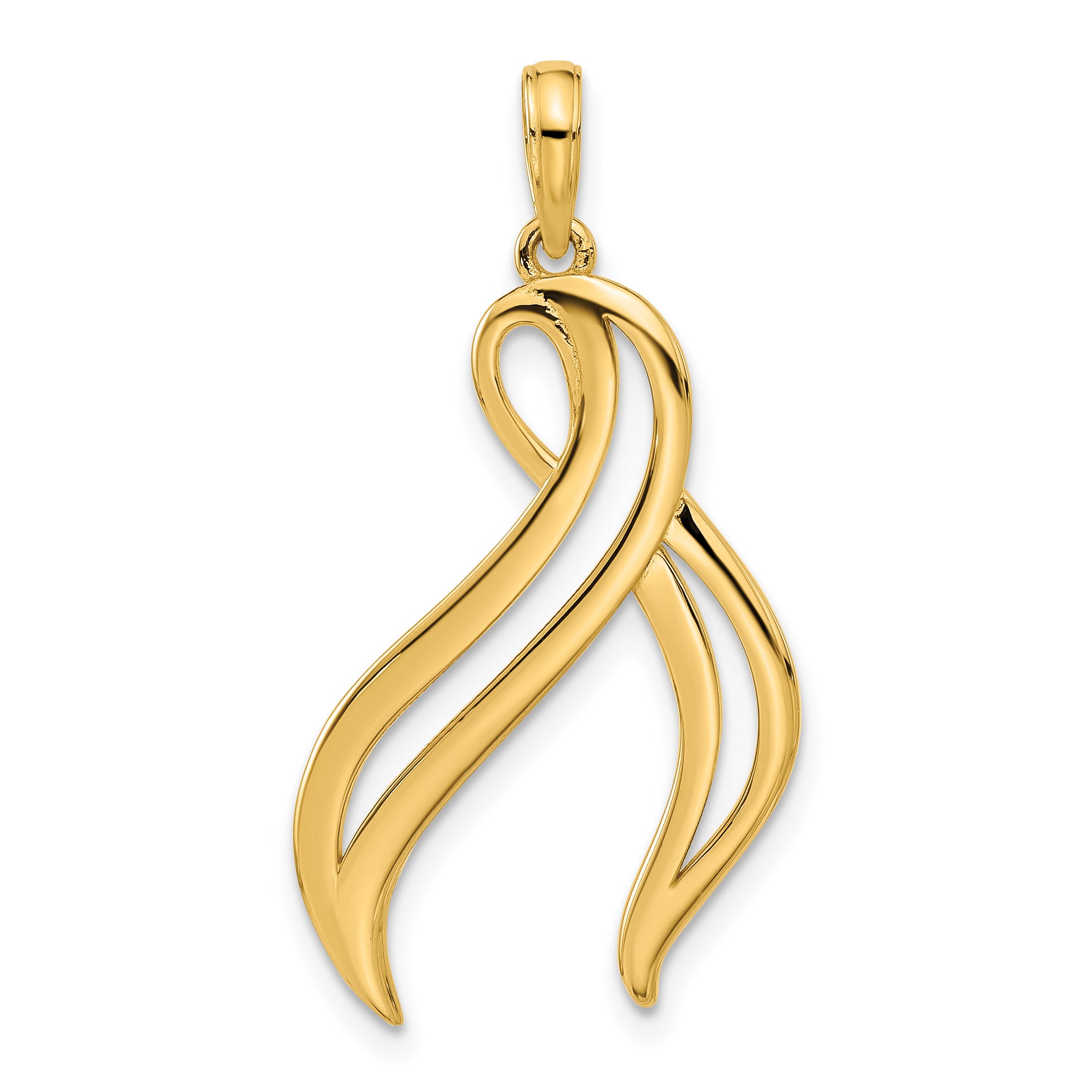 14k Polished Awareness Ribbon Pendant Main image