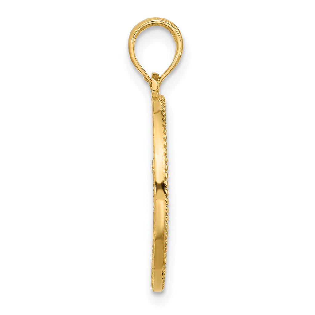 14K Polished  Circle with Tree Charm