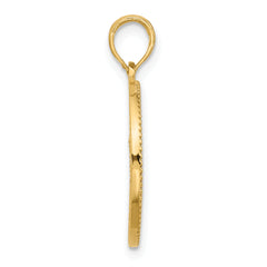 14K Polished  Circle with Tree Charm