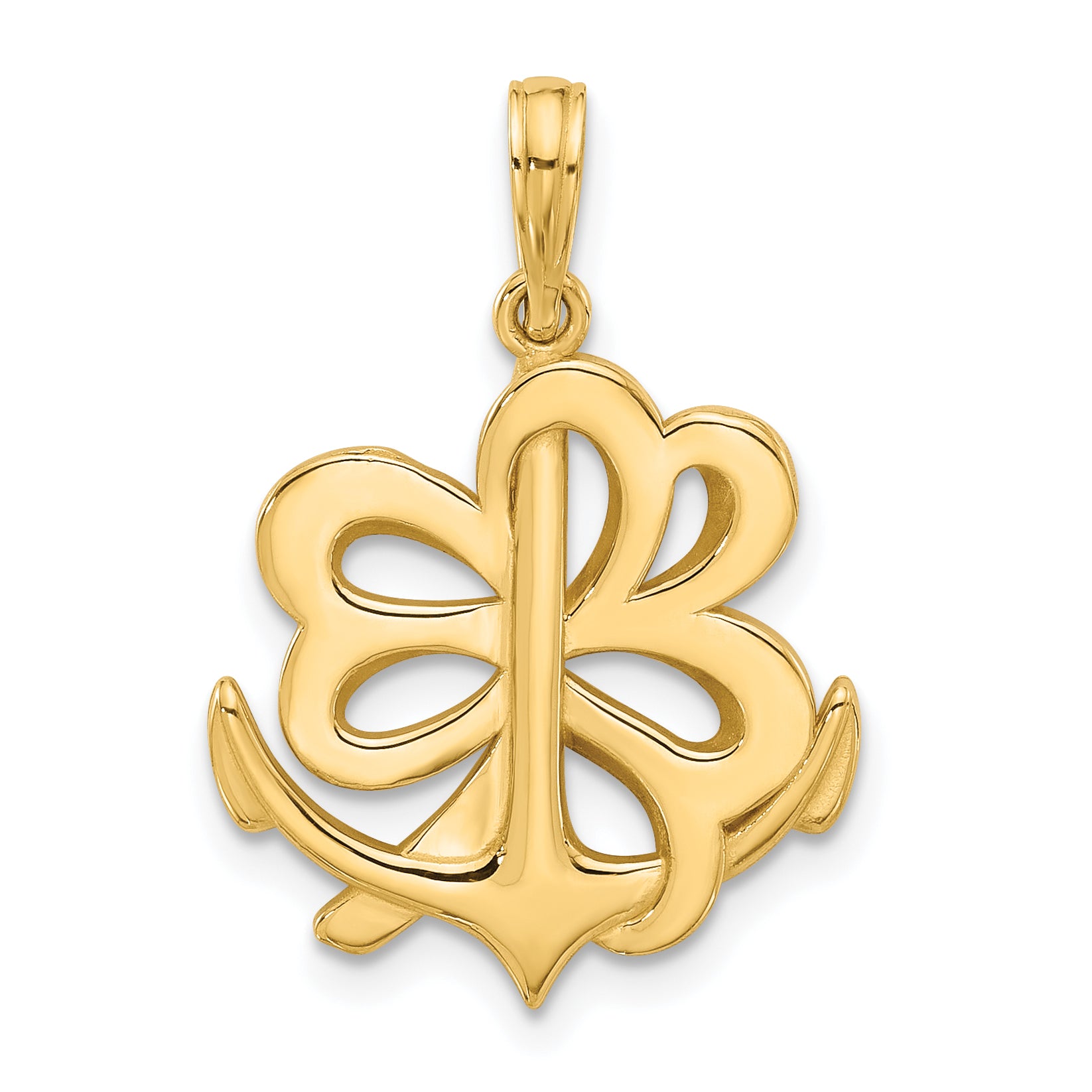 14K Polished Anchor and Clover Charm Main image