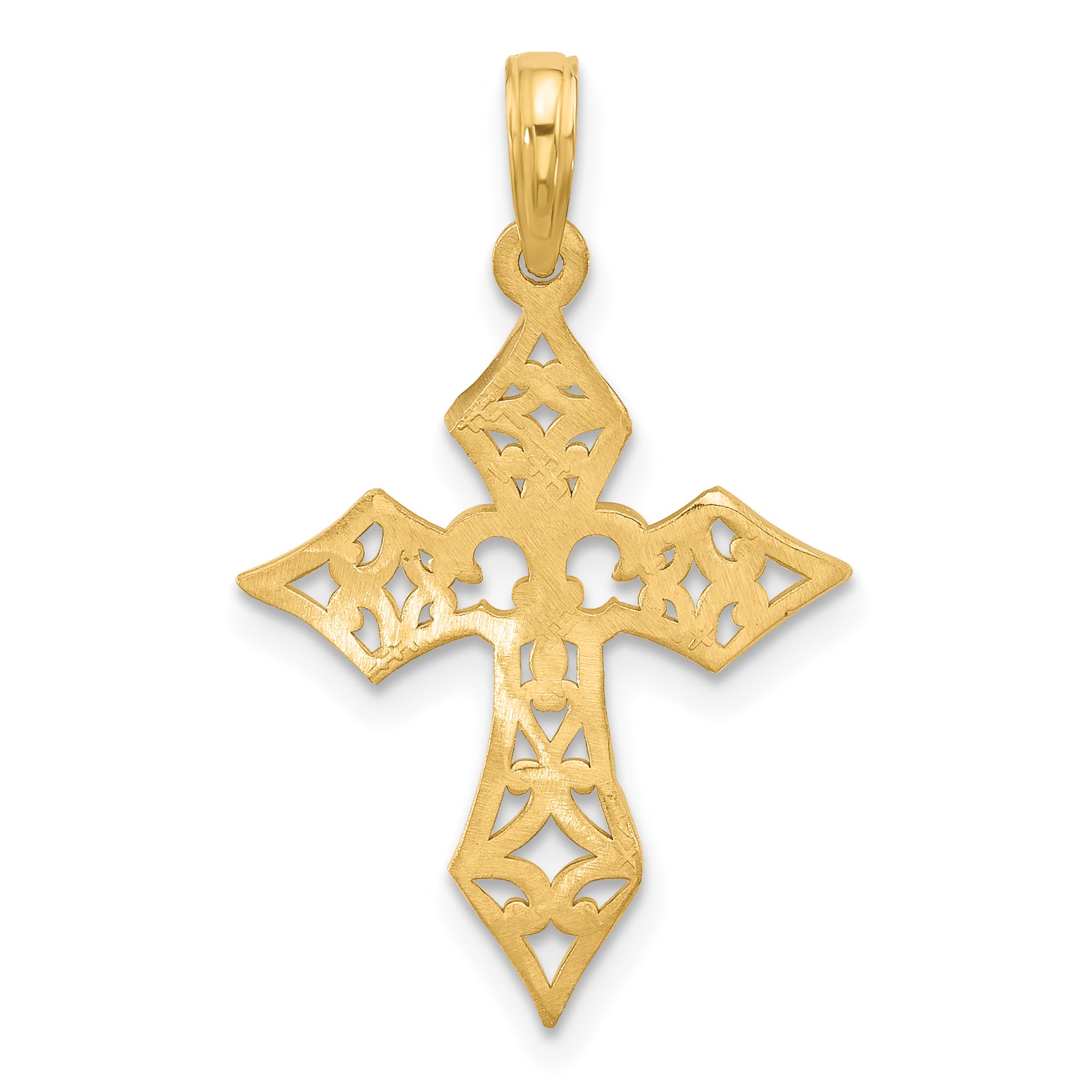 14KY Fancy Cross and Fleur-De-Lis Charm