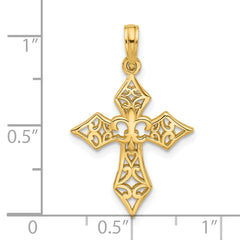 14KY Fancy Cross and Fleur-De-Lis Charm