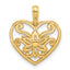 14K Polished Fancy Flower and Heart Charm