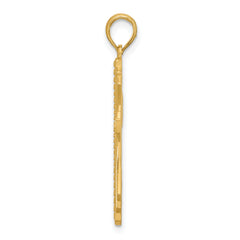 14K Polished and Beaded Cross Charm