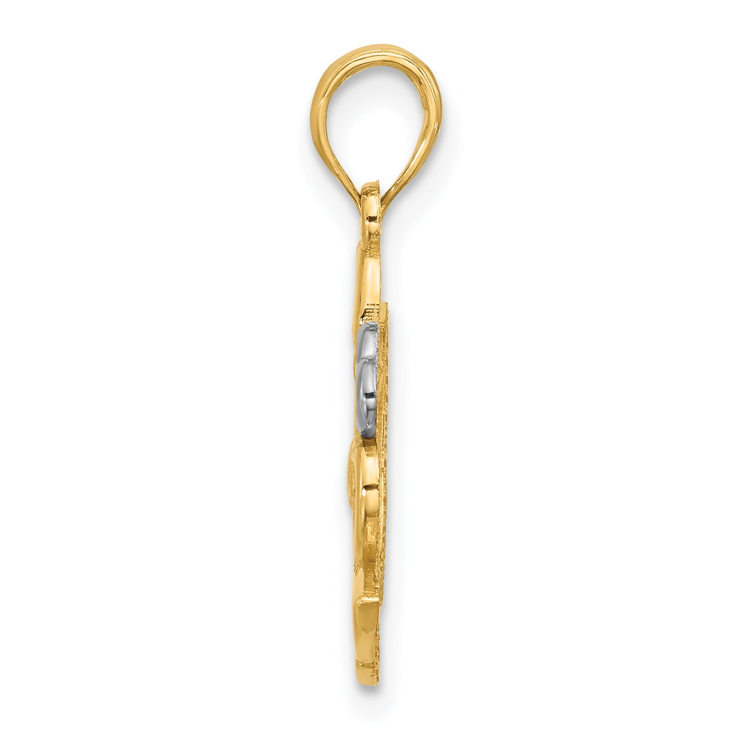 14K with Rhodium Polished Fancy Heart and Swans Charm Secondary image
