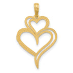14K Polished Fancy Two Heart Charm