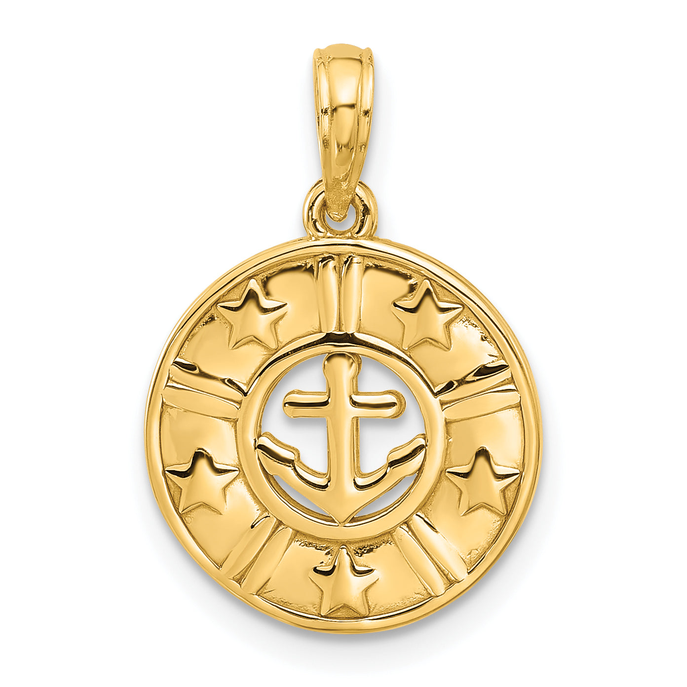 14K Polished Anchor and Stars Charm Main image