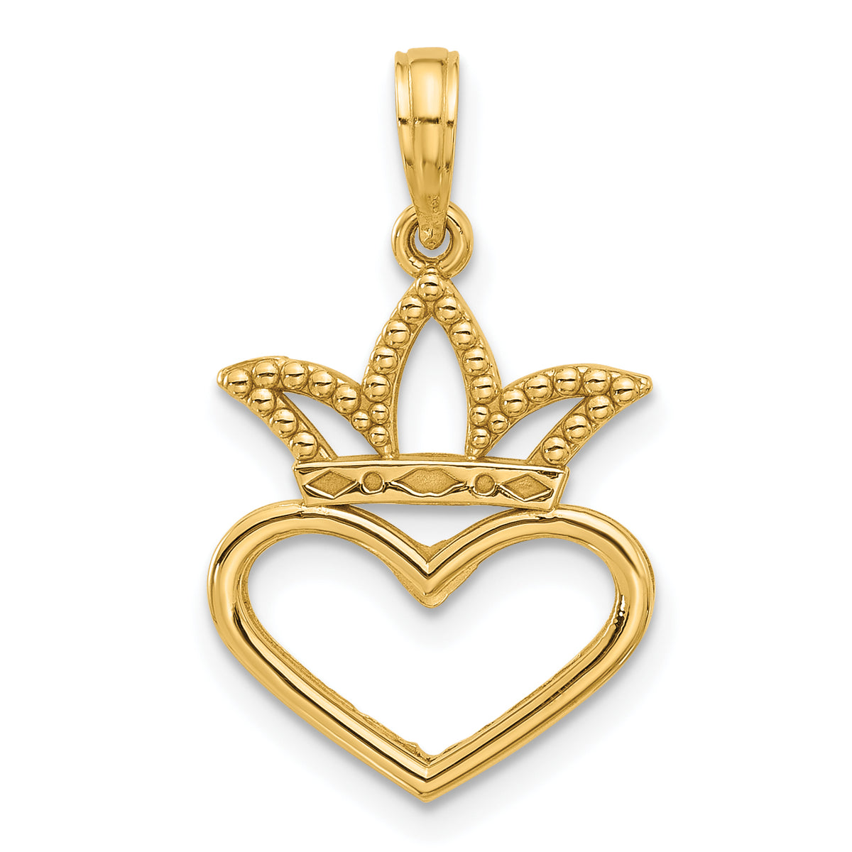 14K Polished Heart and Crown Charm