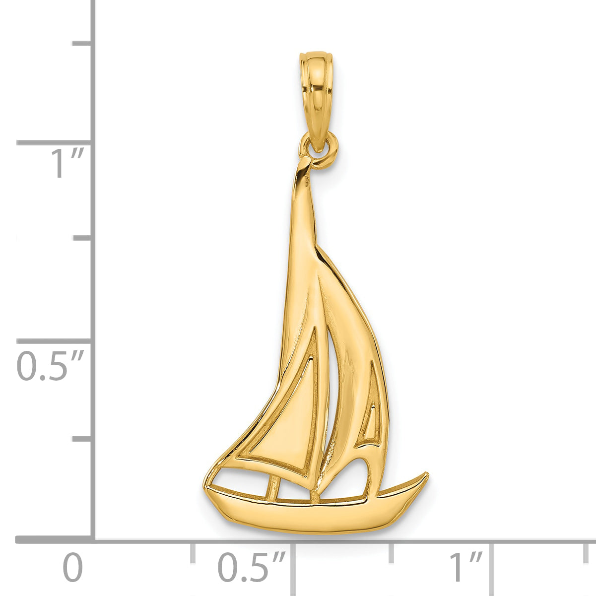 14K Polished Sailboat Charm