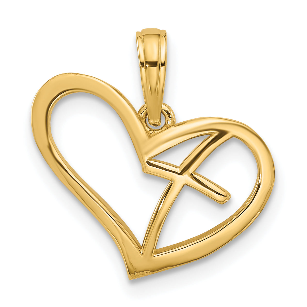 14K Polished Cross in Heart Charm Main image