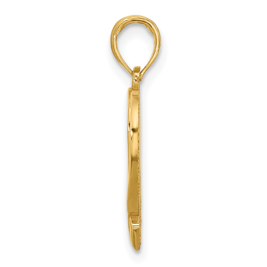 14K Polished Awareness Ribbon and Heart Charm
