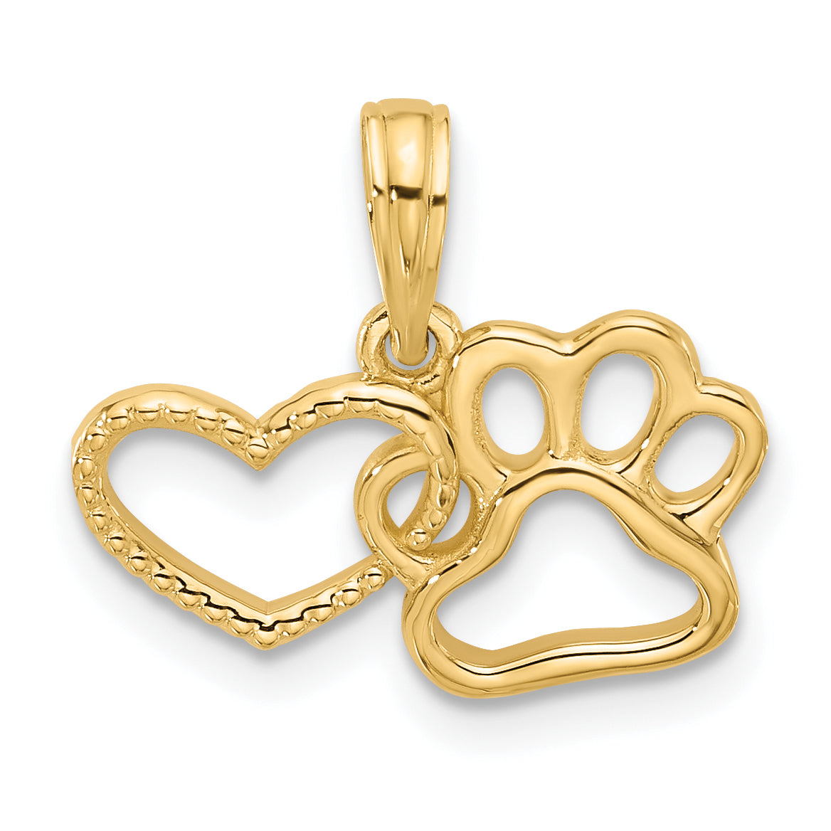 14K Polished Fancy Heart and Paw Charm Main image