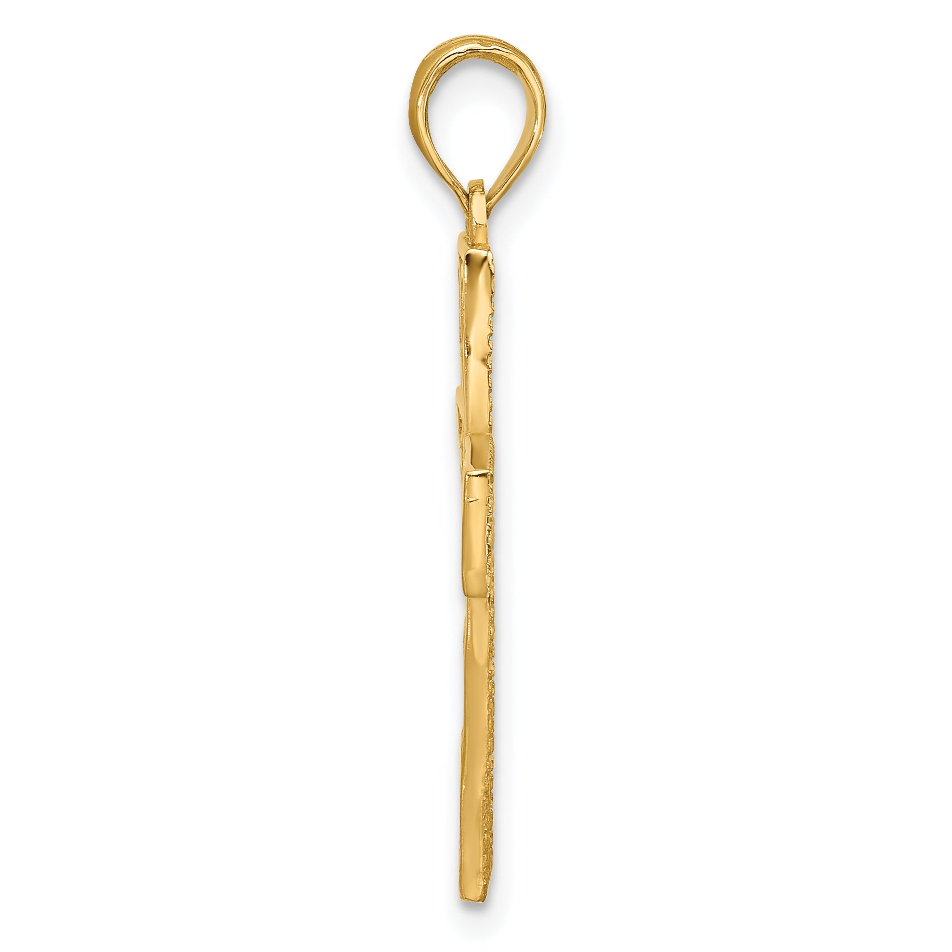 Fancy Hearts Cross Charm in 14K Yellow Gold, 31mm Textured Secondary image