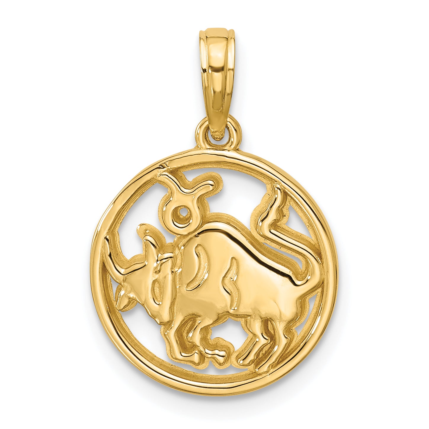 14K Polished Round Taurus Pendant Main image