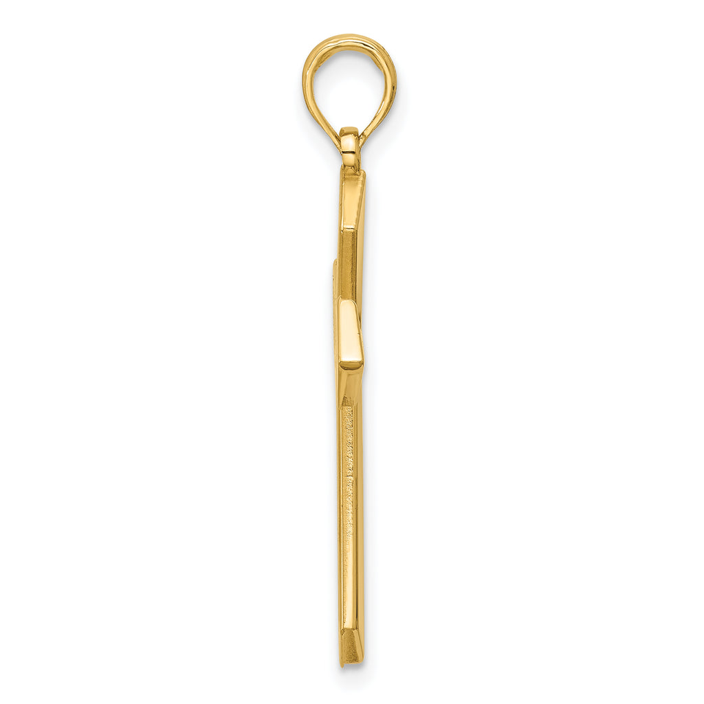 14K Polished Pointed Christian Cross Pendant