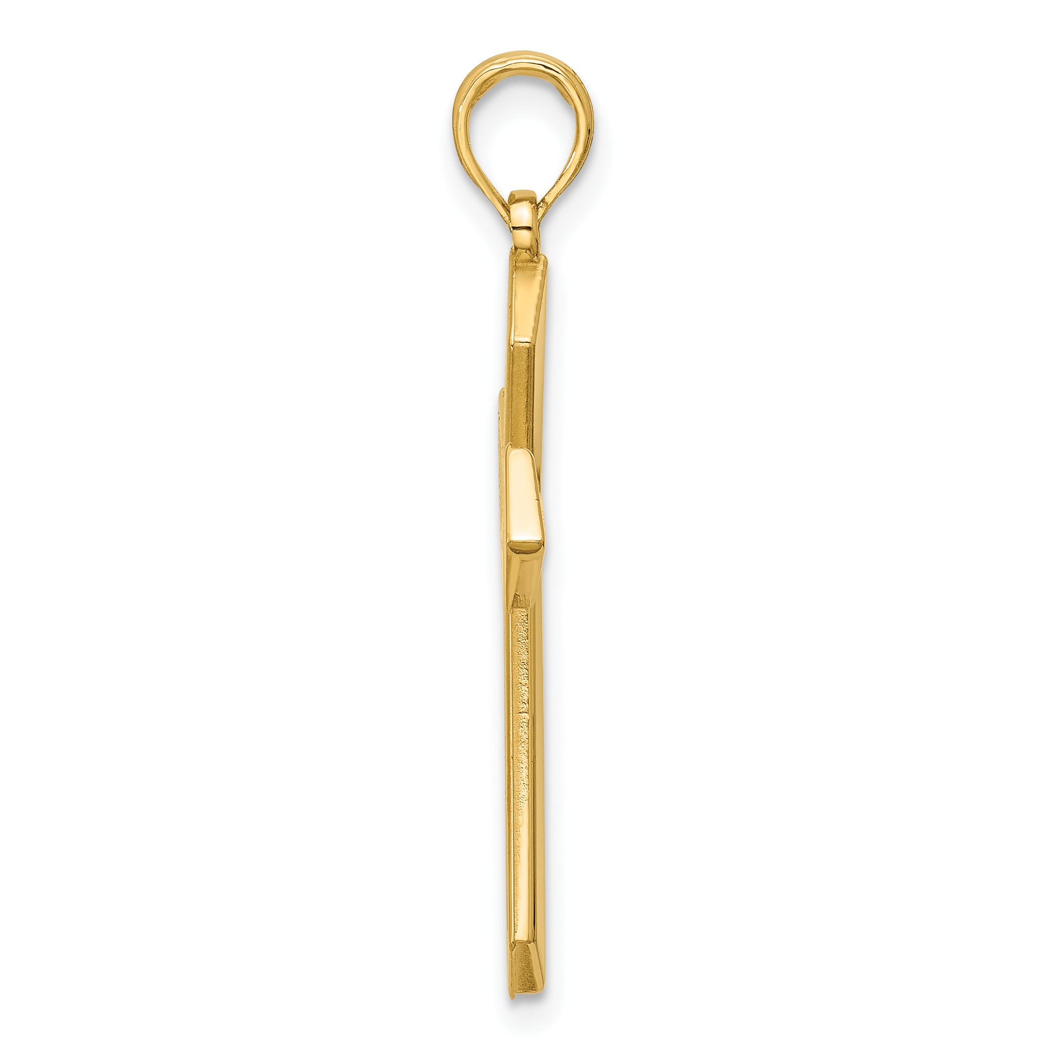 14K Polished Pointed Christian Cross Pendant