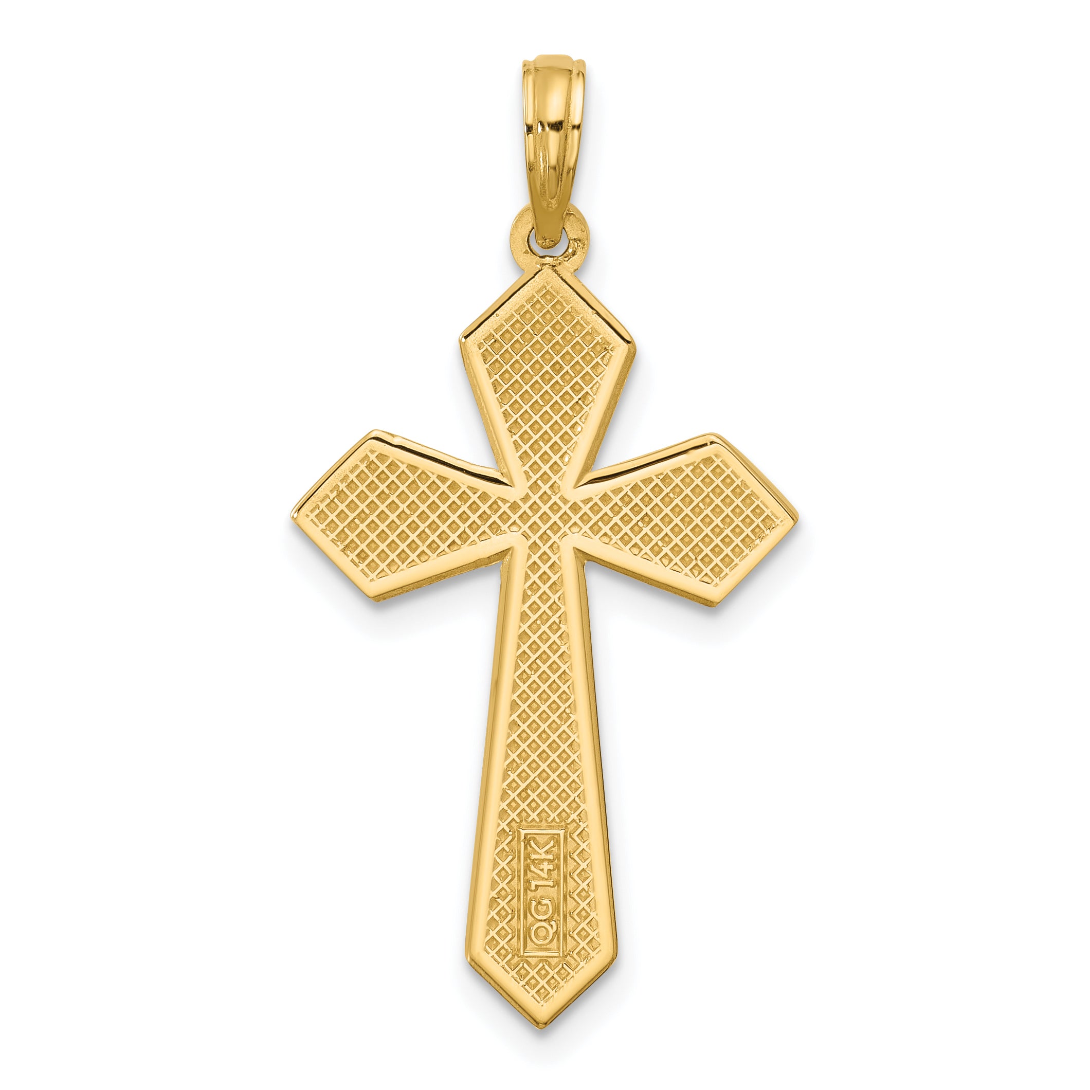14K Polished Pointed Christian Cross Pendant