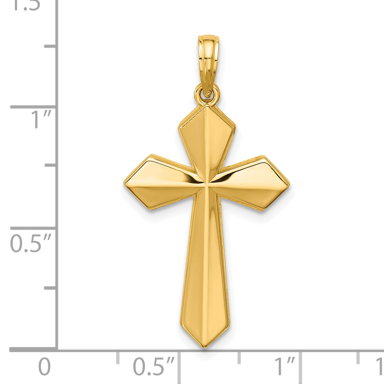 14K Polished Pointed Christian Cross Pendant