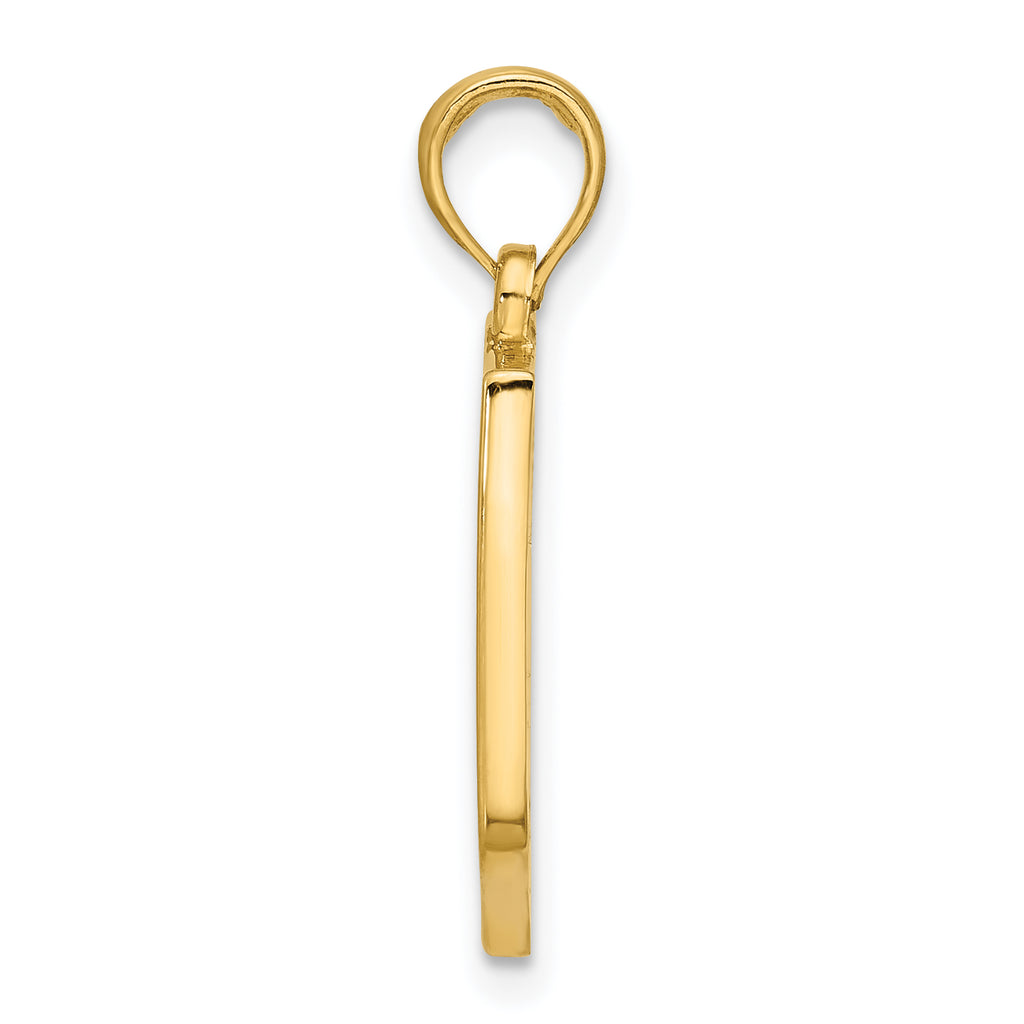 14K Polished Shield with Cross Pendant