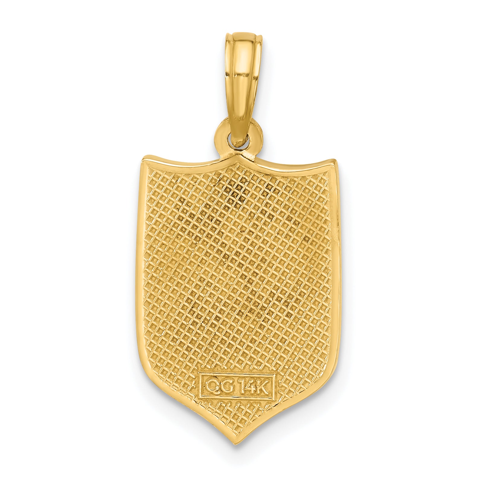 14K Polished Shield with Cross Pendant