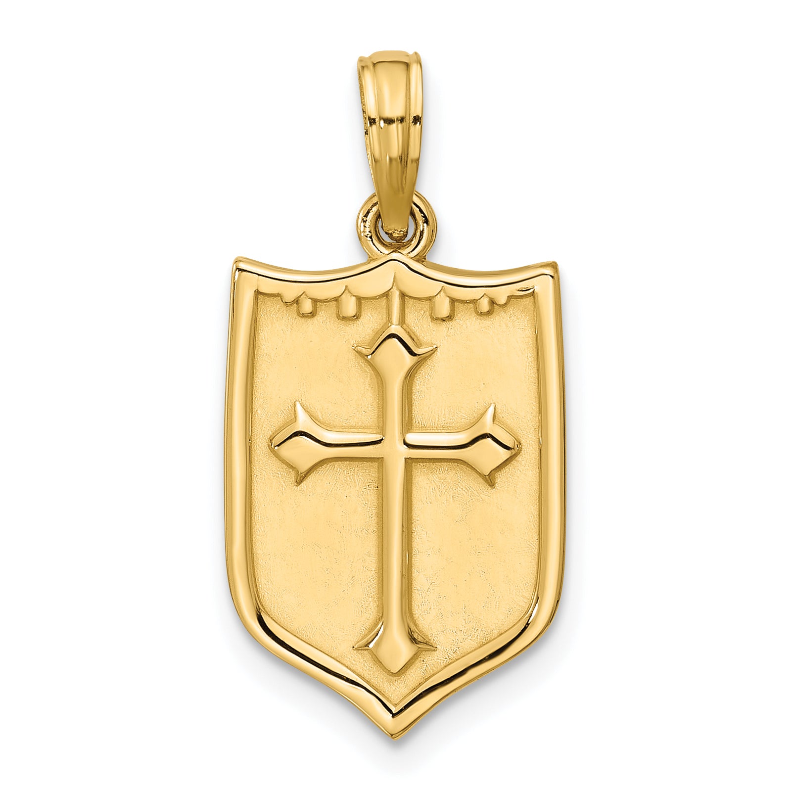 14K Polished Shield with Cross Pendant Main image