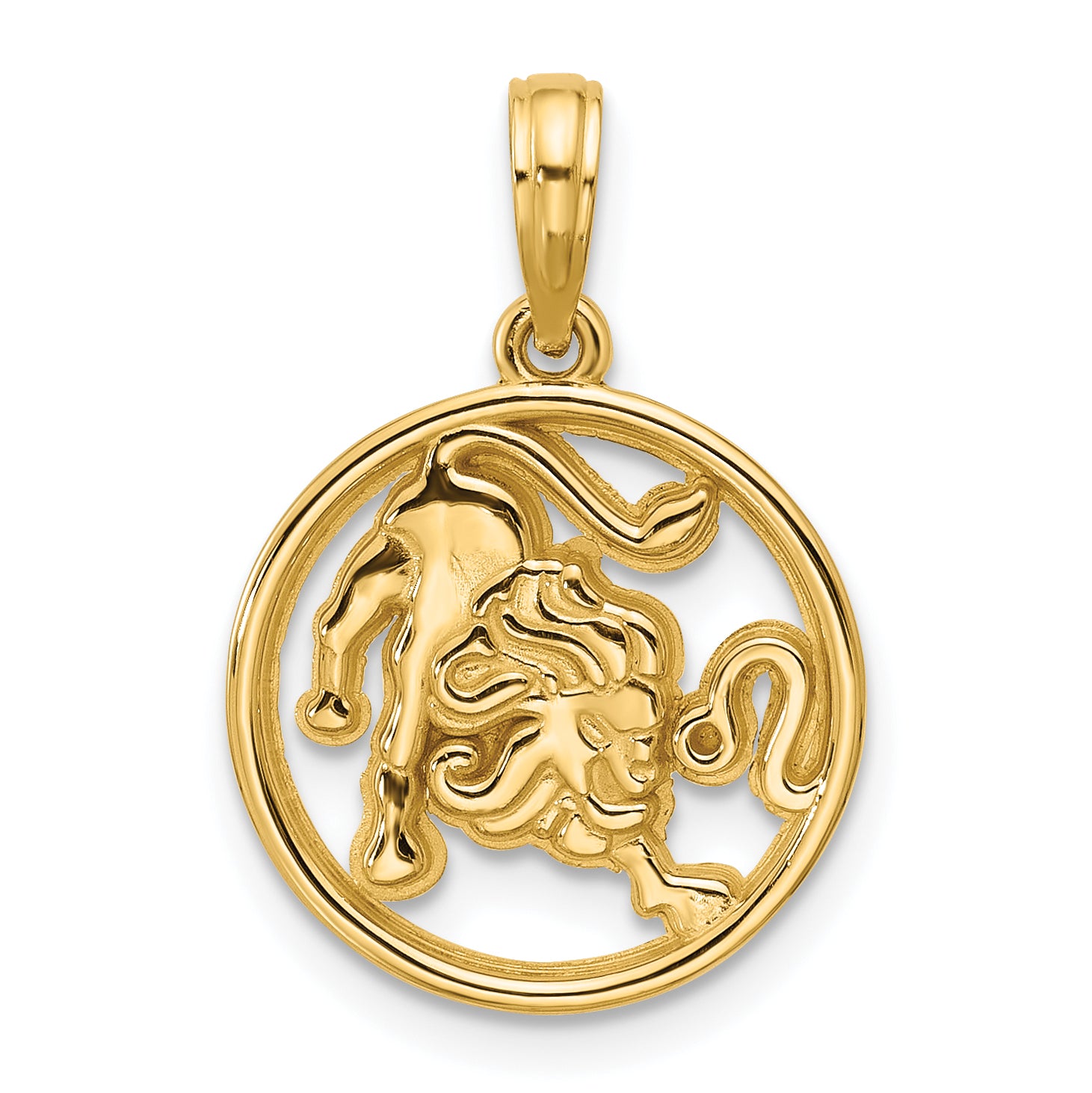 14K Polished Round Leo Pendant Main image