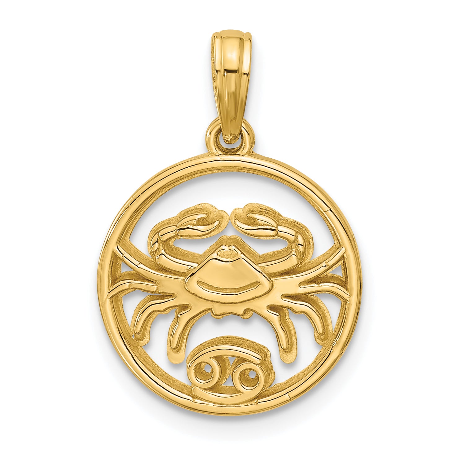 14K Polished Round Cancer Pendant Main image