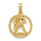 14K Polished Round Aquarius Pendant