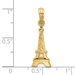 14K Polished and Satin Eiffel Tower with Heart Pendant
