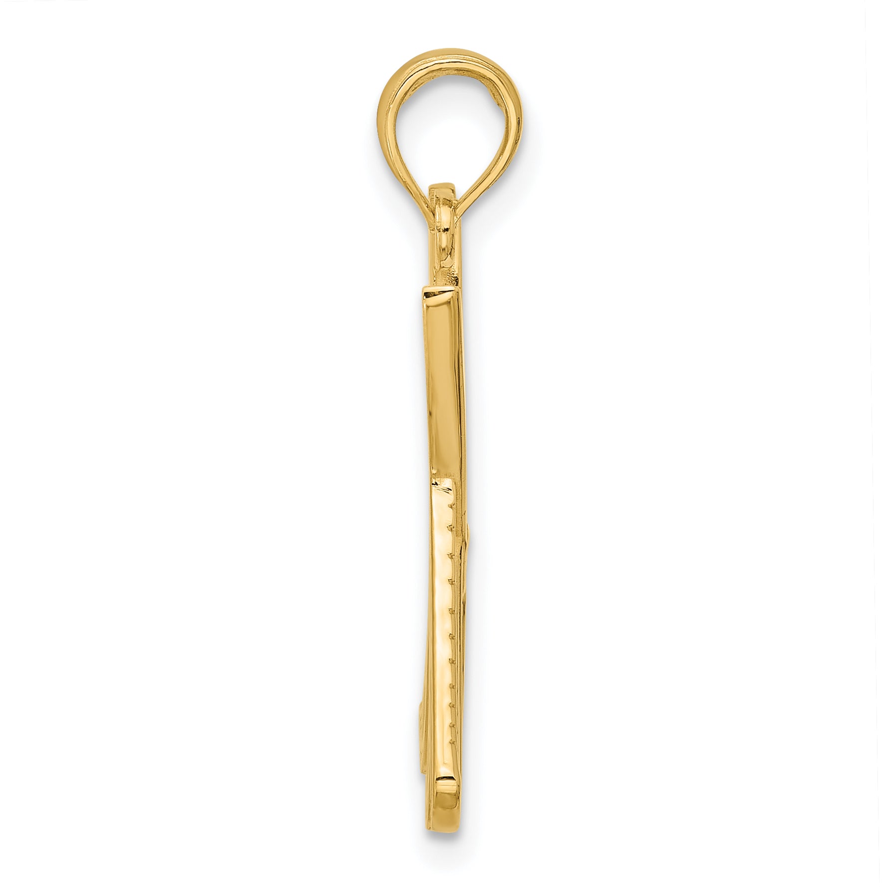 14K Polished Textured Scissor and Comb Pendant