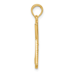14K Polished Textured Scissor and Comb Pendant
