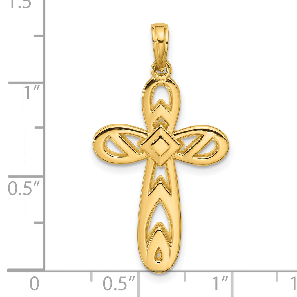 14K Polished Rounded Cross Pendant
