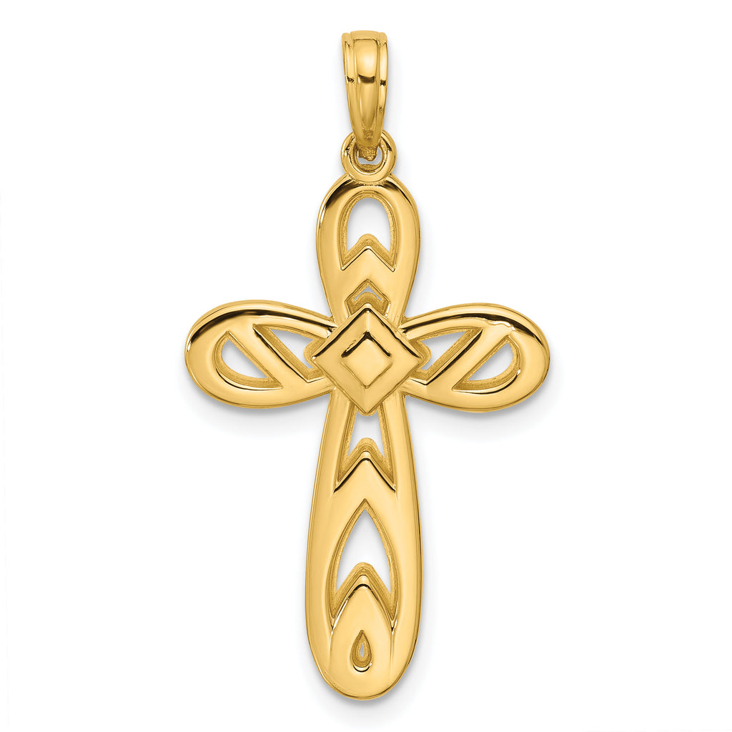14K Polished Rounded Cross Pendant