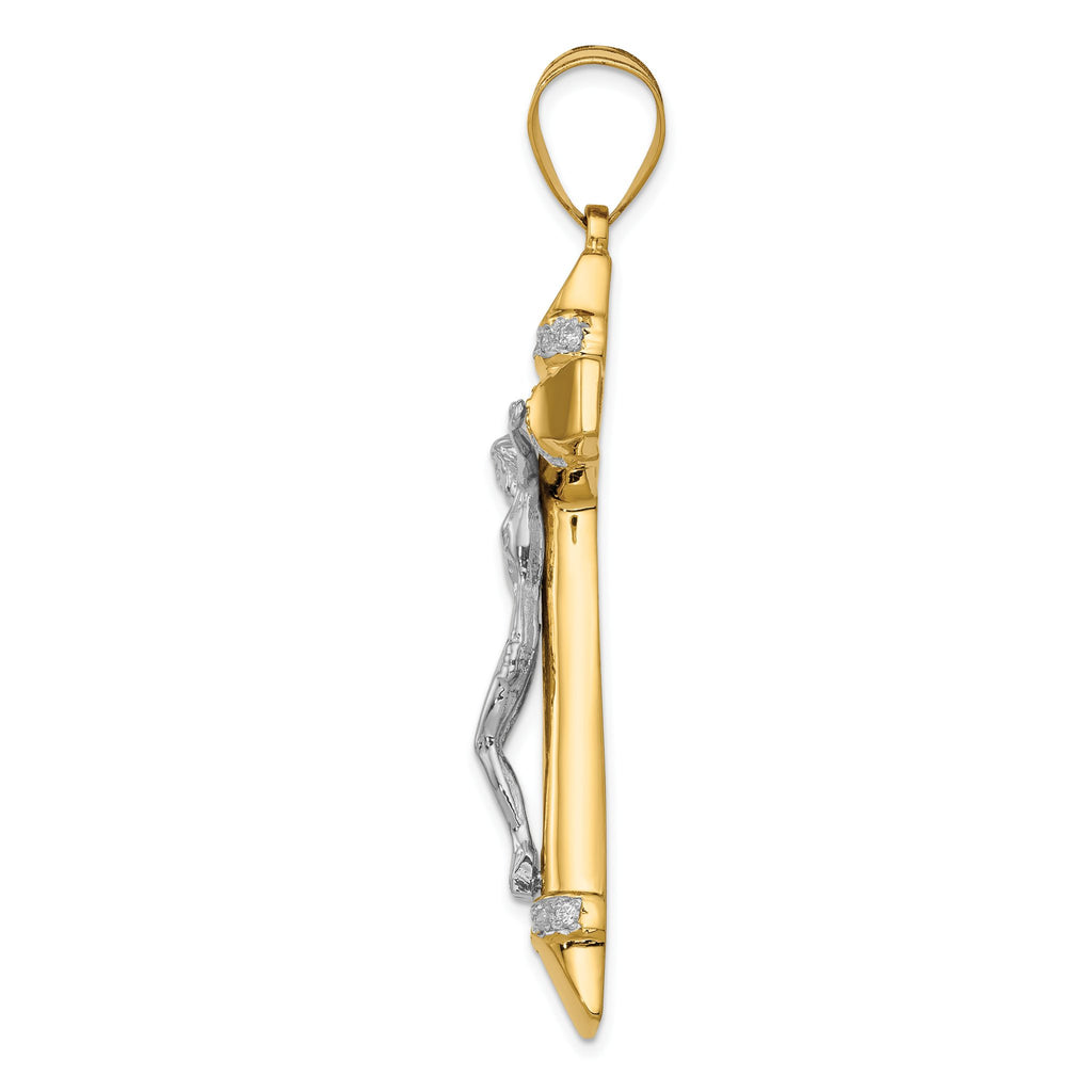 Cubic Zirconia Crucifix Pendant in 14K Two-Tone Gold, 41mm - Sophia Jewelers