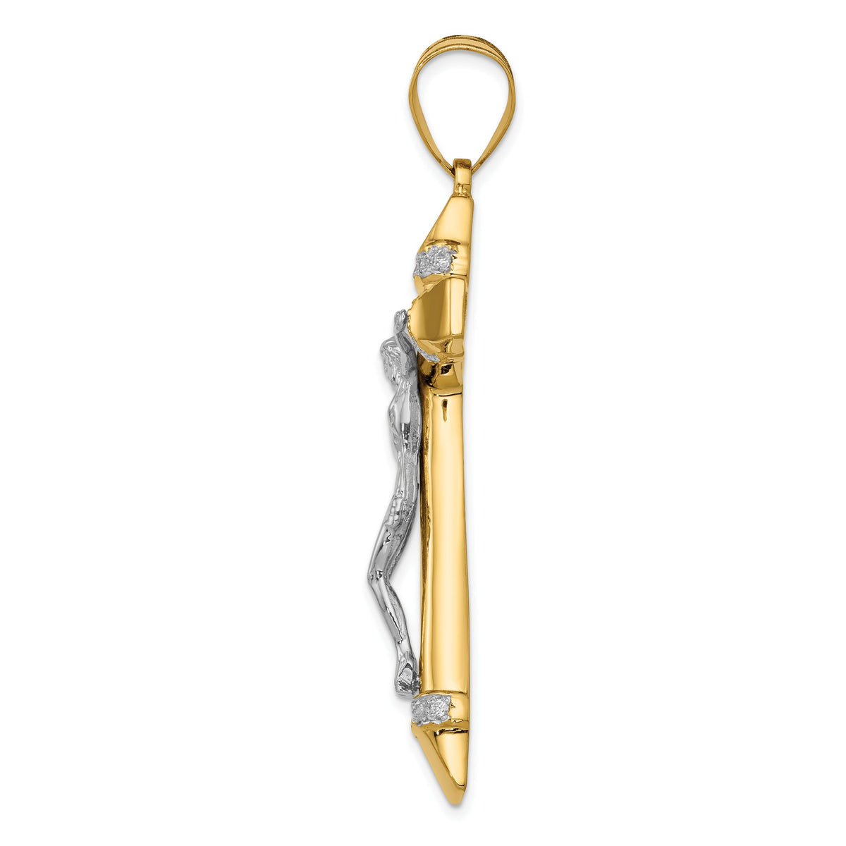 Cubic Zirconia Crucifix Pendant in 14K Two-Tone Gold, 41mm - Sophia Jewelers