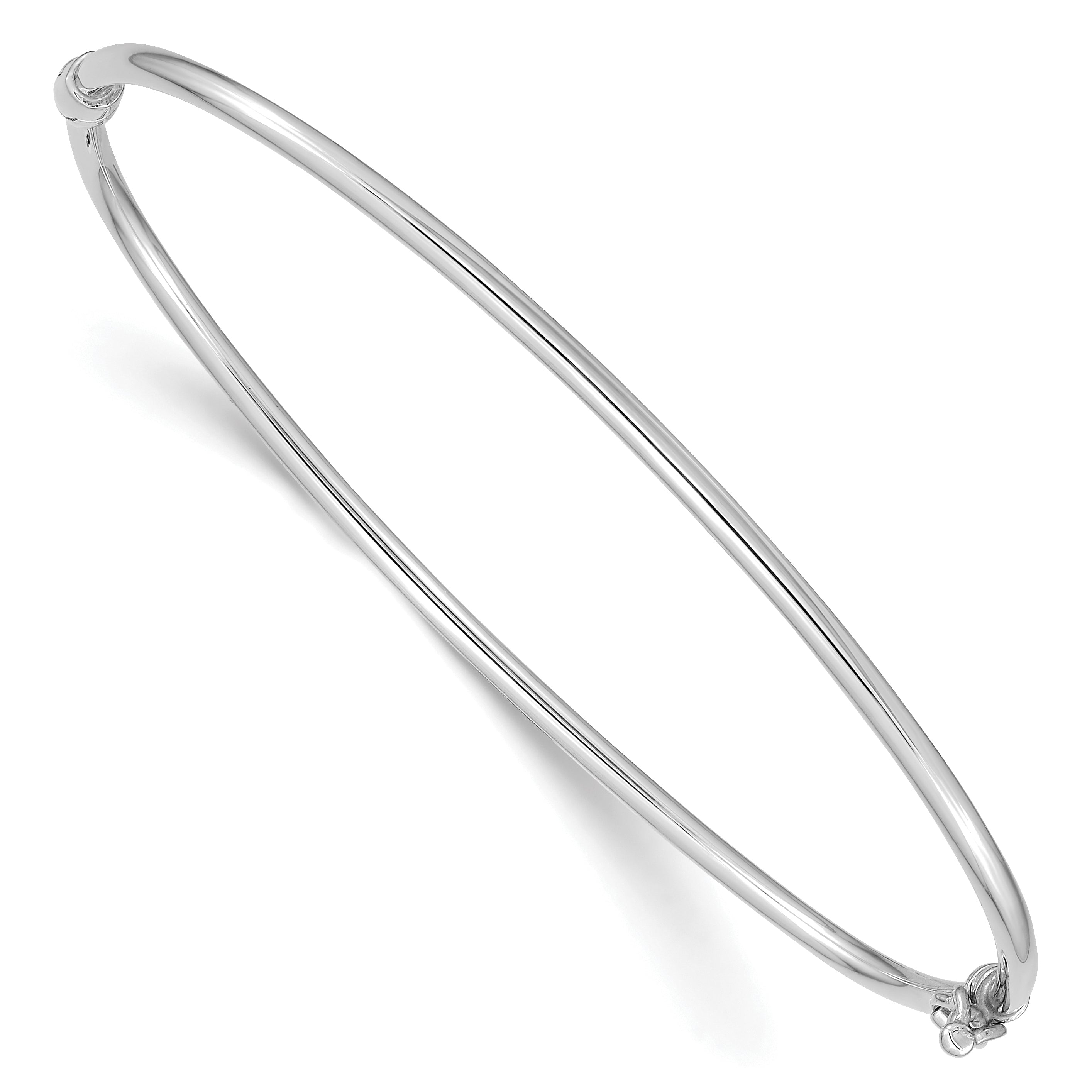14k White Gold Polished 2.00mm Hinged Oval Bangle Bracelet Main image