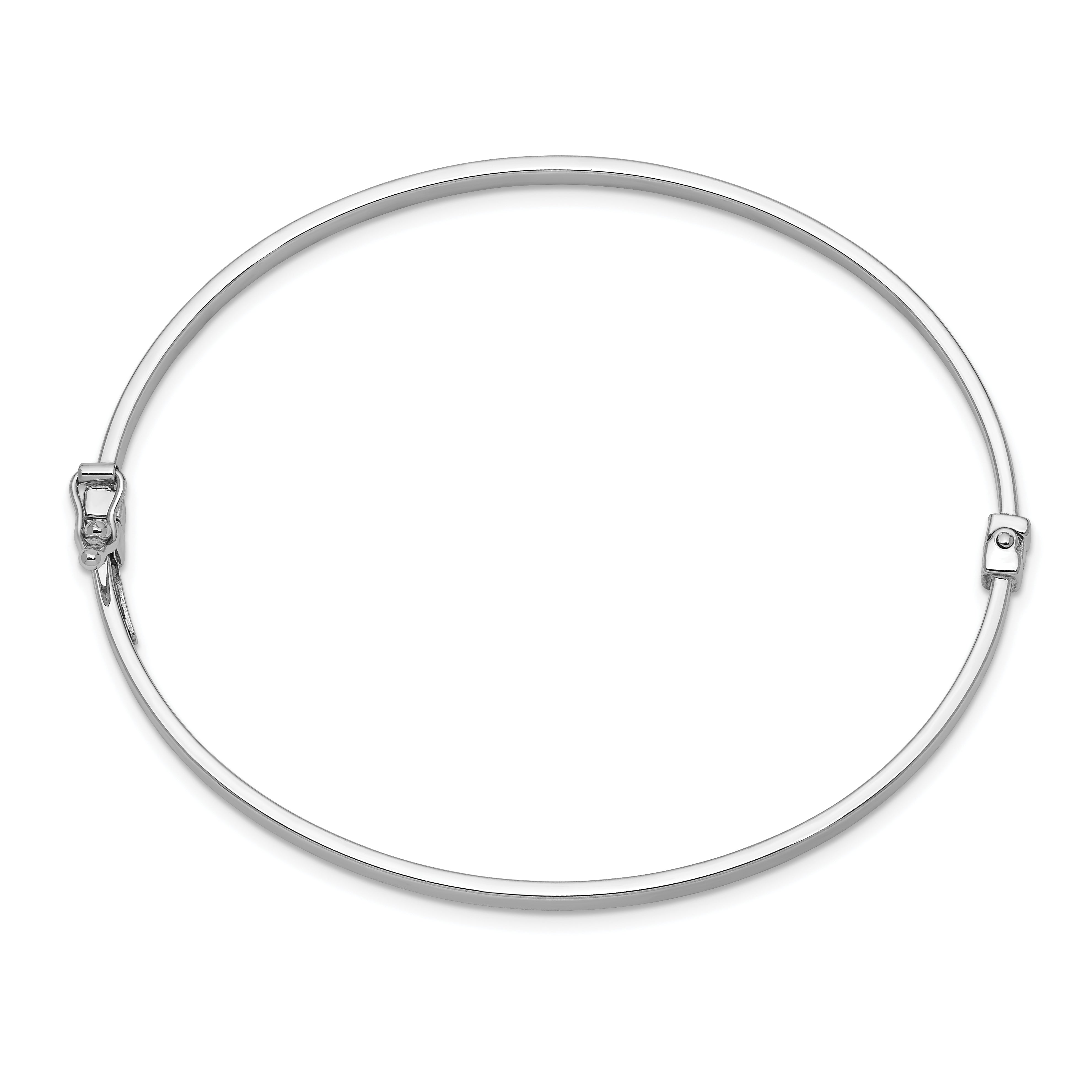 14K White Gold 7-Inch Polished Hinged Bangle Bracelet with Rhodium Plating