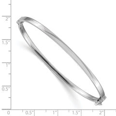 14K White Gold 7-Inch Polished Hinged Bangle Bracelet with Rhodium Plating
