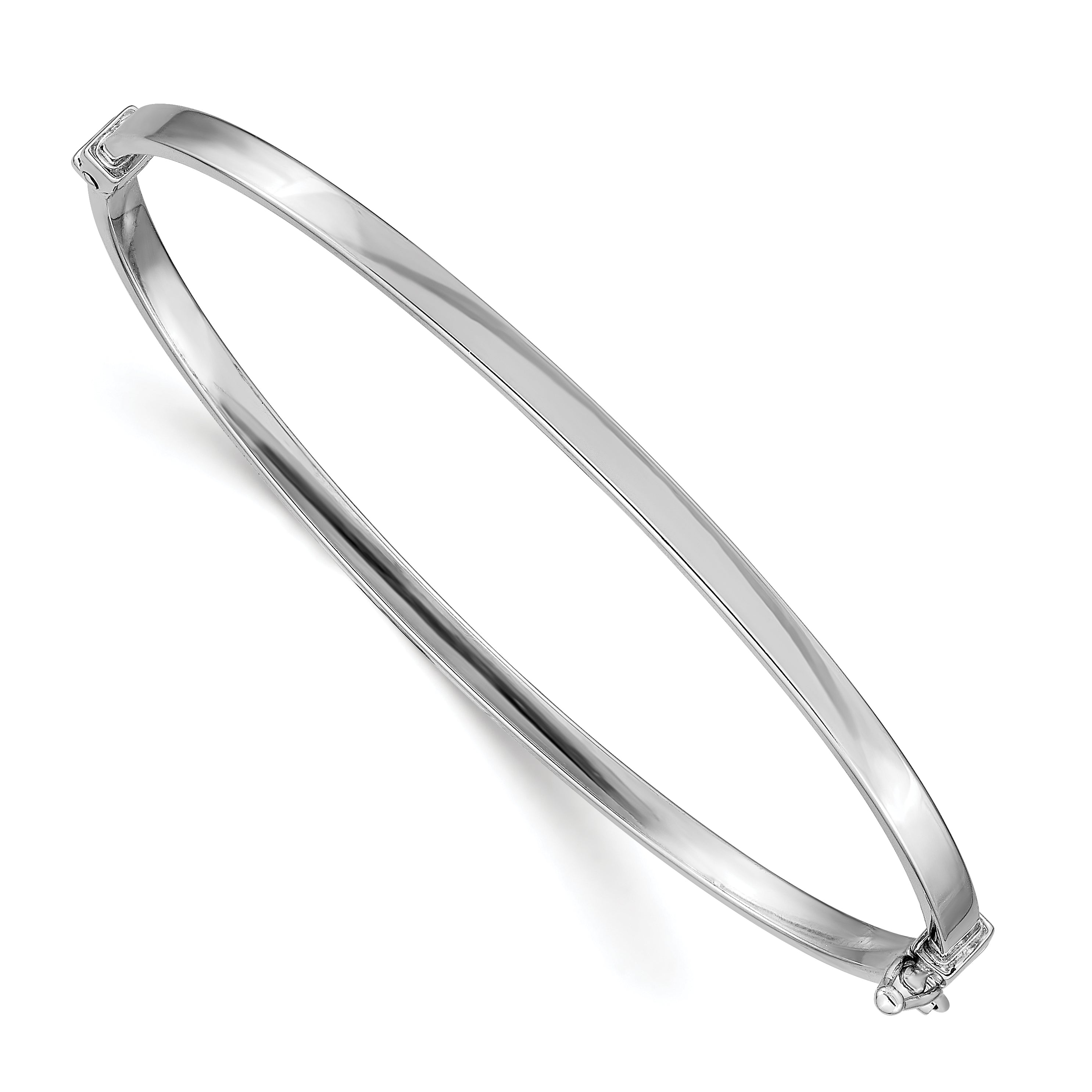 14k White Gold Polished Hinged Bangle Bracelet Main image