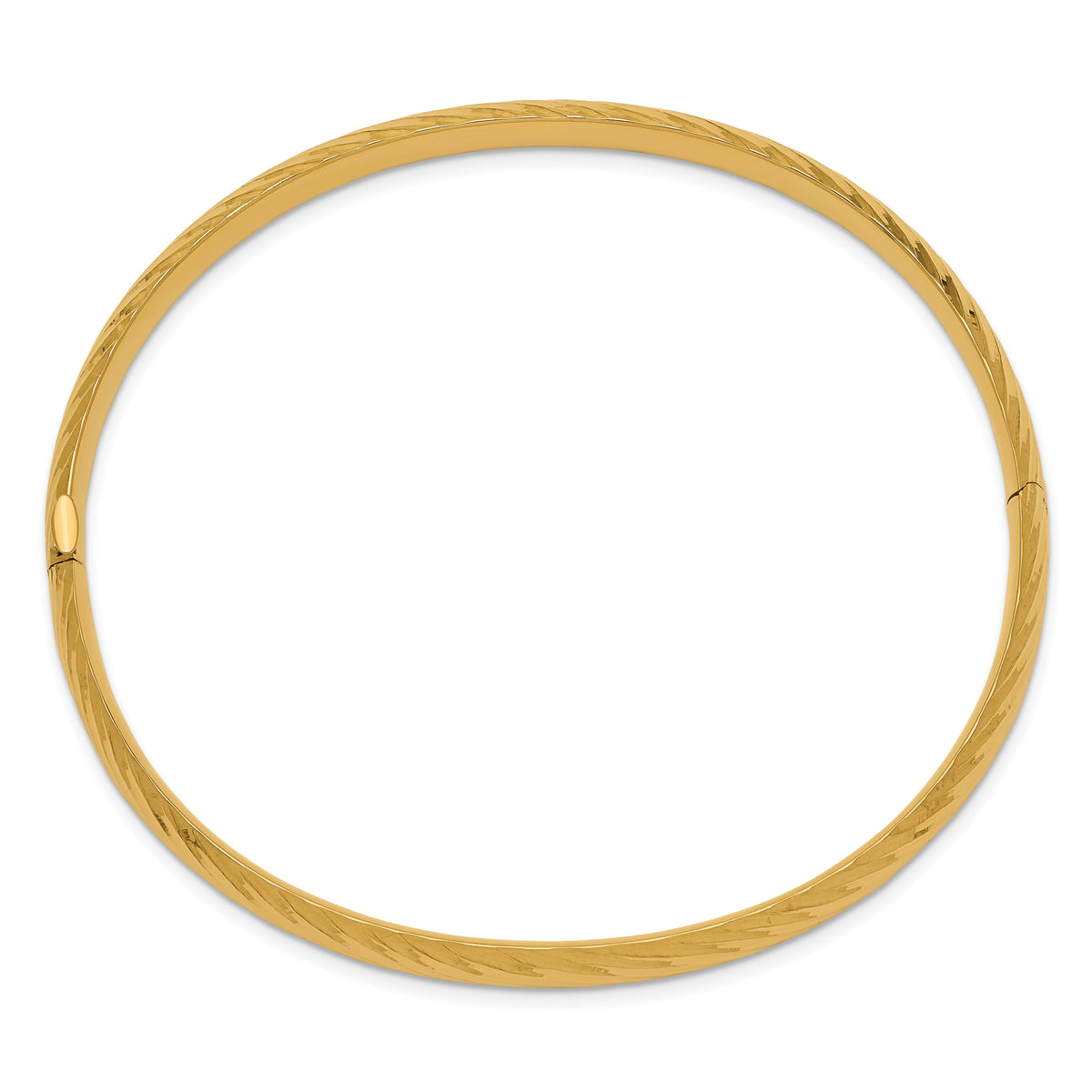 14k 4/16 Polished Textured 6.00mm Hinged Oval Bangle Bracelet