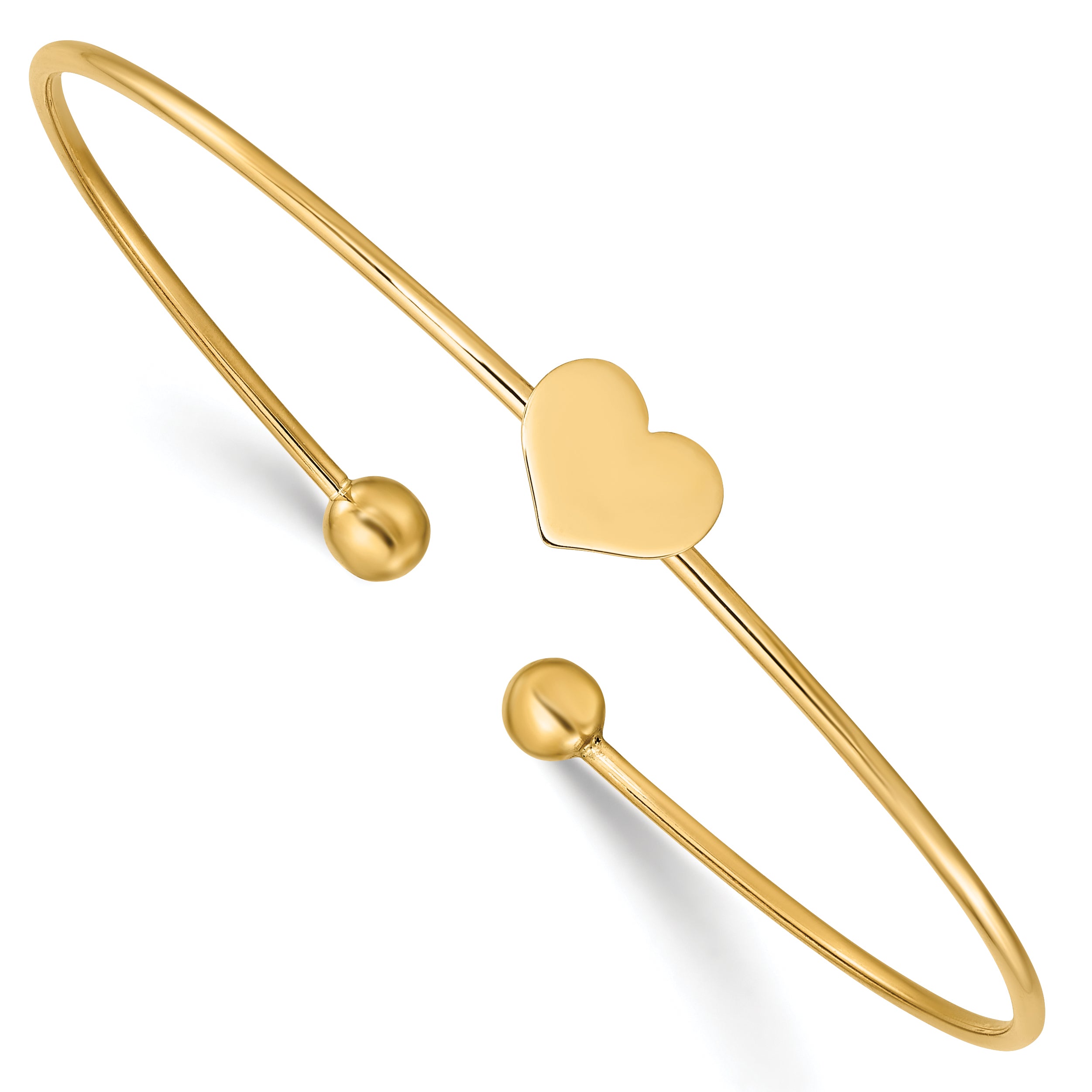 14K Polished Heart 1.50mm Flexible Oval Bangle Bracelet Main image