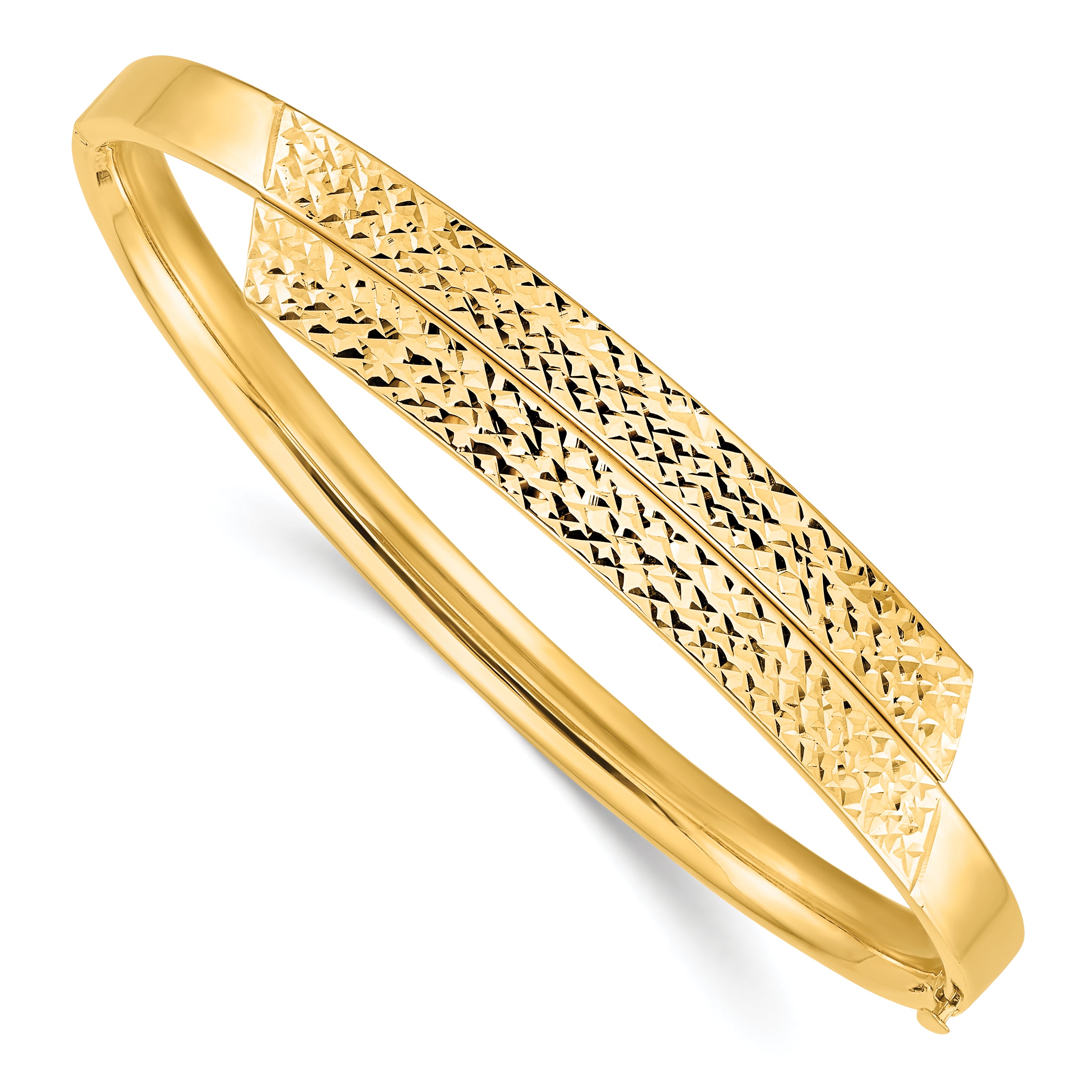 14ky 3/16 Polished & Diamond-cut Overlap Hinged Bangle Main image