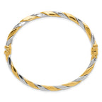 14K Two-tone Polished and Twisted 3.50mm Hinged Oval Bangle Bracelet