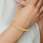 14K Polished and Textured 5.50mm Twisted Hinged Oval Bangle Bracelet