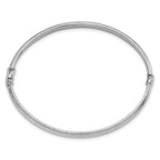14K White Gold Diamond-cut and Laser-cut 4.10mm Hinged Oval Bangle Bracelet
