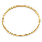 14K Polished Diamond-cut 4.00mm Hinged Oval Bangle Bracelet