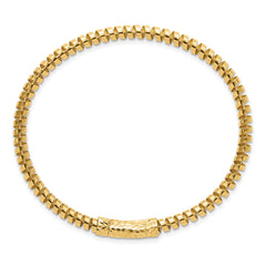 14K Polished and Diamond-cut Fancy Spiral 3.75mm Flexible Oval Bangle Bracelet